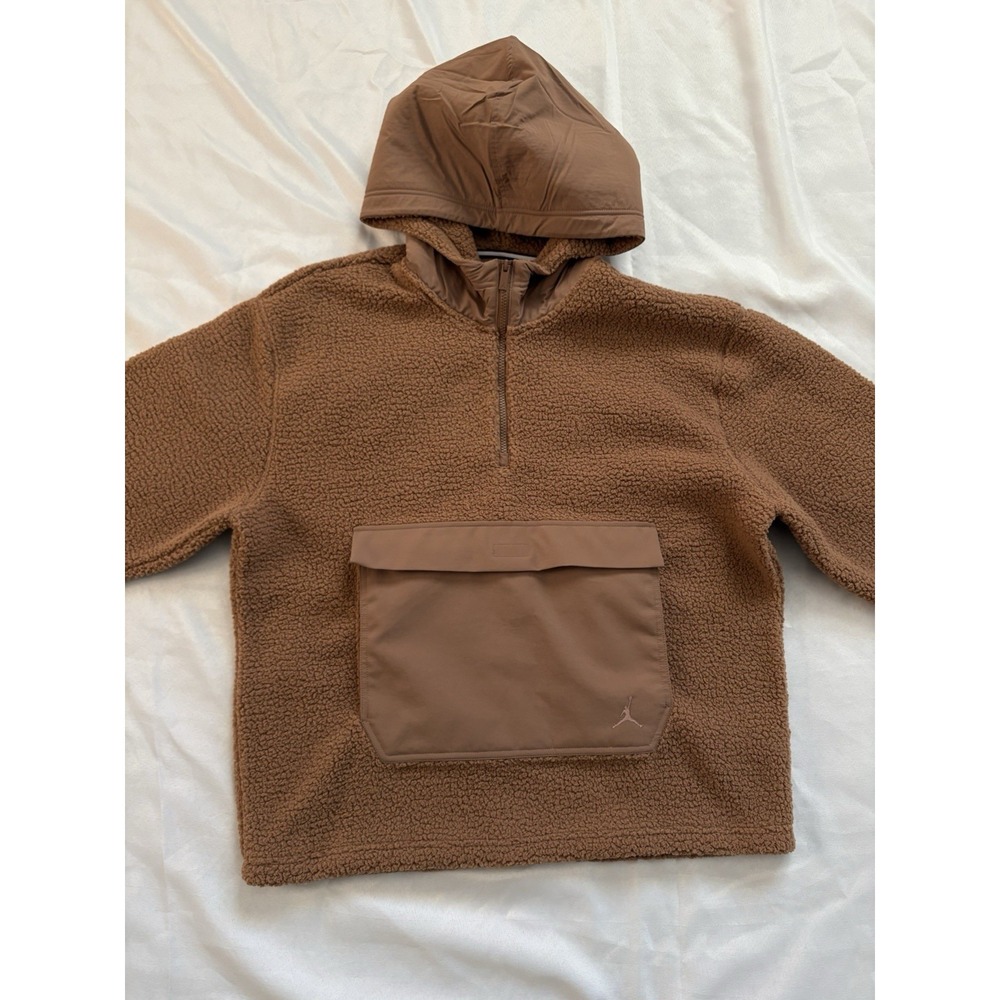 NEW Nike Jordan Flight High-Pile Fleece Pullover Hoodie Brown FV7452 Mens Large - Picture 5 of 13